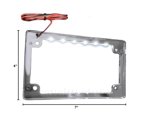 Universal Chrome License Plate Bracket Frame with LED Lights for Motorcycles & Scooters
