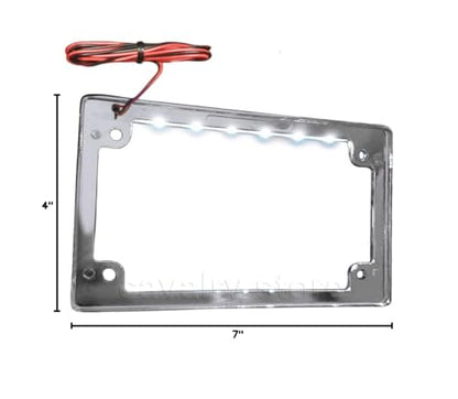 Universal Chrome License Plate Bracket Frame with LED Lights for Motorcycles & Scooters