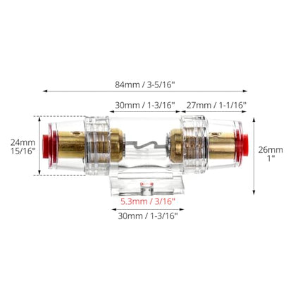QWORK 4-8 AWG In-line Fuse Holder with 60A AGU Fuses - 2 Pack Waterproof Inline Fuse Holder