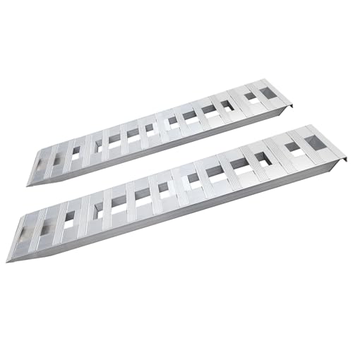 2pcs 6800lbs 6 ft x 15" Aluminum Trailer Ramps with Top Hook Attaching End & Crossbar Anti-Slip Truck Car Auto Ramp Universal Loading Ramps for Motorcycle, ATV, Bike, Lawn Mower - size: 15”W x 72”L