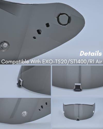 Compatible With EX0 T520 Motorcycle Helmet Visor R1 Air Face Helmet Shield Replacement ST1400 Tinted Visor (Dark Smoke) - color: Dark Smoke