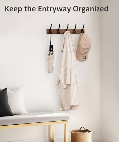 Optish Coat Rack Wall Mount, 16.5 Inches Wood Coat Hooks, Wall Hooks for Hanging, Hat Rack Bag Hanger Key Holder for Wall, Purse Hanger Towel Racks for Bathroom (1Pack, Brown) - color: Brown