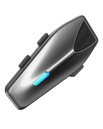 ASMAX S1 Motorcycle Bluetooth Headset with Smart Voice Control, Mesh Helmet Communication Systems, Noise Cancellation/Waterproof/FM Radio/FOTA Update/EQ Modes, 8 Riders Intercom Fit for ATV, 1 Pack - color: Gray-1 Pack