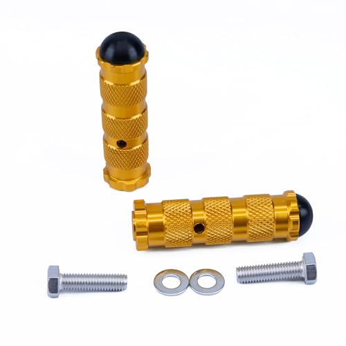 PROCNC Universal Anti-slip 8mm Motorcycle Foot Pegs with Install Bolts Foot Pegs Fit for Aprilla Honda Kawasaki Ducati Suzuki Yamaha Triumph MV etc (Gold) - color: gold