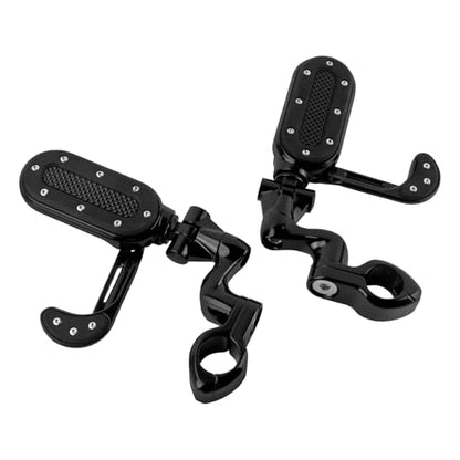 Motorcycle Highway Foot Pegs with Flip-out Heel Rests Fit for Harley Touring Road Glide Street Glide Road King Electra Glide Sportster, Highway 1.25" Engine Guard Foot Pegs Black - color: Black