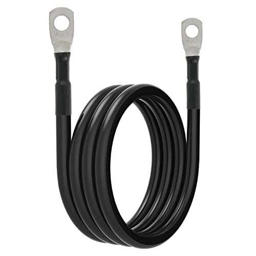 6 AWG Battery Cables 6 Gauge Battery Power Inverter Cable with 5/16 Inch Tinned Copper Lugs Both Ends for Solar Marine Boat RV Car Motorcycle 2 pcs (4FT) - size: 4FT