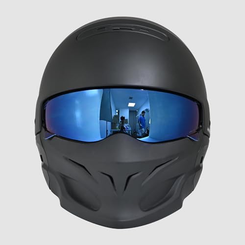 Compatible with EXO Covert Visor Replacement Motorcycle Helmet Visor Sun Protection Anti-Scratch, Universal(Blue) - color: Blue