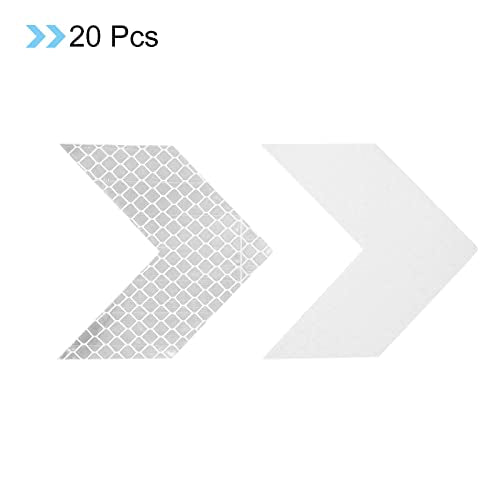 PATIKIL Reflective Stickers, 20 Pack 2.36 x 2.36 Inch Waterproof Adhesive High Visibility Night Caution Warning Arrow Shape Safety Tape Reflector for Trucks Trailers Cars, White - color: White