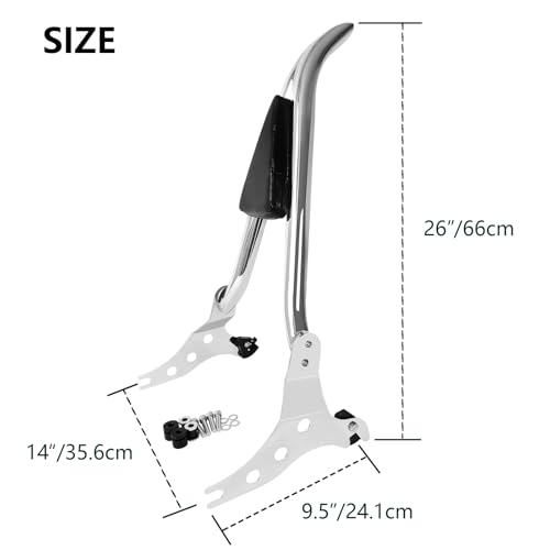 Motorcycle Detachable fatboy Backrest Sissy Bar Passenger Back Rest Pad Fit for Harley Fat Boy FLFB 2018-2023, Breakout FXBR FXSB 13-23 (26" Height, Chrome)
