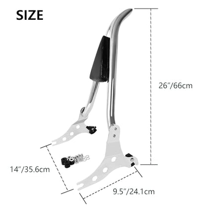 Motorcycle Detachable fatboy Backrest Sissy Bar Passenger Back Rest Pad Fit for Harley Fat Boy FLFB 2018-2023, Breakout FXBR FXSB 13-23 (26" Height, Chrome)