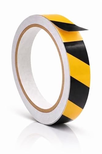 WOD Engineering Grade Retro Reflective Tape Black & Yellow, 1 inch Wide x 30 ft. Outdoor Waterproof Safety Reflector for Autos, Bikes, Camper, RV, Boat Striping, and Traffic Signage Marking - color: Black & Yellow, size: 1 Inch