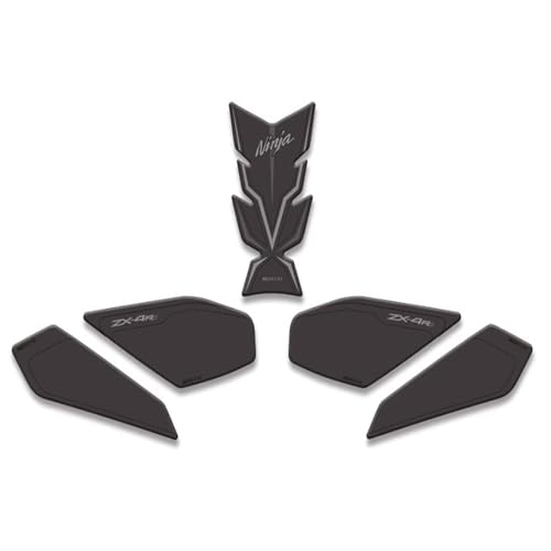 NIGHT CAT Compatible ZX-4R ZX4R/RR 2023 Motorcycle Fuel Tank Pad Kit Side Fuel Knee Guard Sticker Fuel Tank Protector(Black Gray 5pc) - color: Black Gray 5pc
