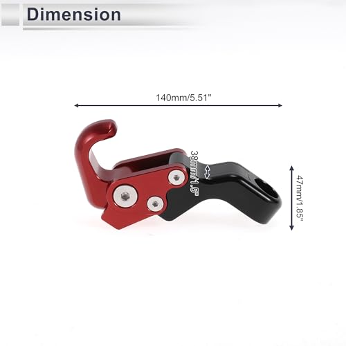 Adjustable Universal Motorcycle Hanging Hook Slope Handle with Hook Motorcycle Helmet Luggage Bag Holder Hanger Aluminum Alloy Red with 1 Pcs Screw - color: Red