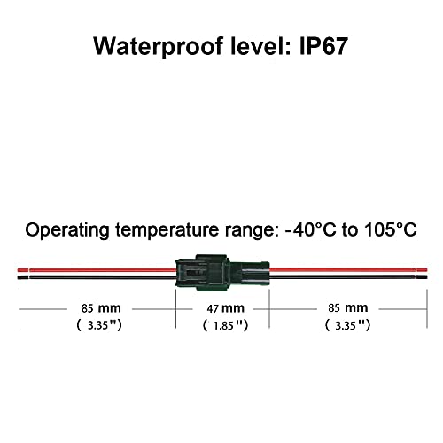 2 Pin Waterproof Connectors,16AWG Waterproof Electrical Car Auto Wire Connector,Male Female Quick Disconnect for Car Truck Motorcycle Marine Boat(5Pack) - size: 2pin way