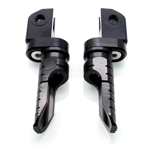 MZS Motorcycle Foot Pegs Front 360° Roating Rider Footpegs Black CNC Compatible with Daytona 675/R, Street Triple R/RS/RX/S, Speed Triple/R/RS/S, Speed Triple 1200 RR/RS, Speed Twin, Trident 660 - size: Daytona 675/R, Street Triple/Triple, Trident 660