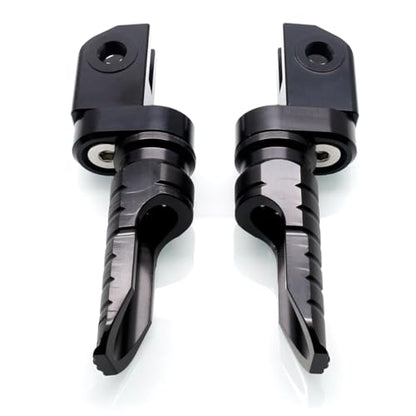 MZS Motorcycle Foot Pegs Front 360° Roating Rider Footpegs Black CNC Compatible with Daytona 675/R, Street Triple R/RS/RX/S, Speed Triple/R/RS/S, Speed Triple 1200 RR/RS, Speed Twin, Trident 660 - size: Daytona 675/R, Street Triple/Triple, Trident 660
