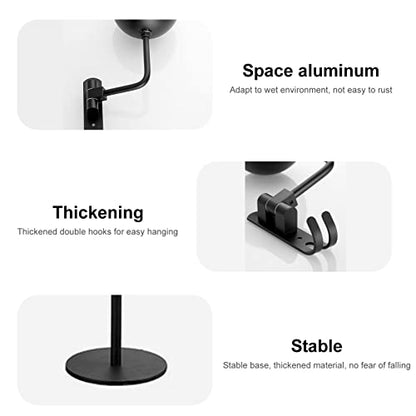 Motorcycle Helmet Holder Wall Mount 180 Degree Rotation Double Hook Helmet Hanger Bracket Display Rack for Helmets Caps Jackets Basketball Tail Box Garages Living Rooms Of