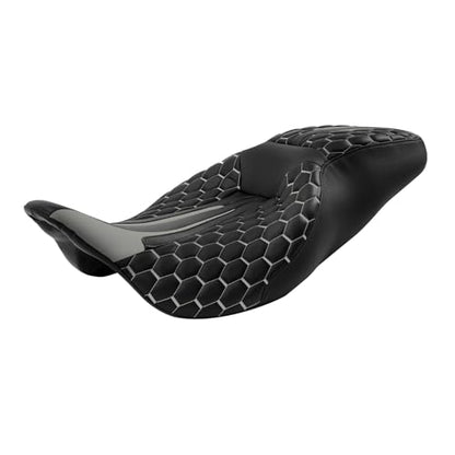 C.C. RIDER Octogon Highway 2-up Motorcycle Seat Driver Passenger Touring Seat for Harley Davison Electra Glide Classic Street Glide Road Glide 2009-2023 - color: Seat-Grey Stitching
