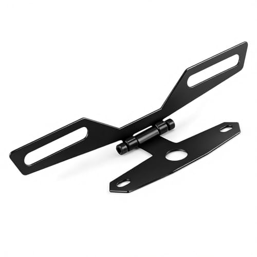Adjustable Motorcycle License Plate Mount, Folding License Plate Tail Light Holder Rear Bracket Mount for Motorcycle Bike - color: Black