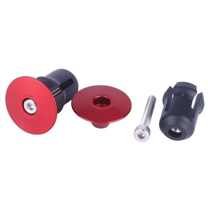 2 Pcs Aluminum Bike Handlebar End Plugs for Road Mountain Bike Handlebar Caps (Red) - color: Red