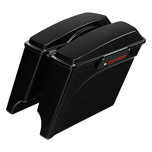 SLMOTO Saddle Bags, 5" Stretched Extended Hard Saddlebags Fit for Harley Touring 1993-2013 Road King Road Glide Street Glide Electra Glide Ultra-Classic FLT FLHT FLHTCU FLHRC Vivid Black - color: Vivid Black(Black Latches)