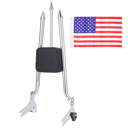 27 inch Motorcycle Rear Passenger Sissy Bar Backrest, Detachable Cushion Pad Fit for Harley Touring Road King Street Glide Road Glide Electra Glide 1997-2008 (Chromed Silver) - color: Chromed Silver