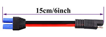 SAE to EC5 Cable EC5 Female Plug Connector to SAE Power Automotive Adapter Cable 12AWG for Solar Panel Battery Gender Charging（15cm/6inch）