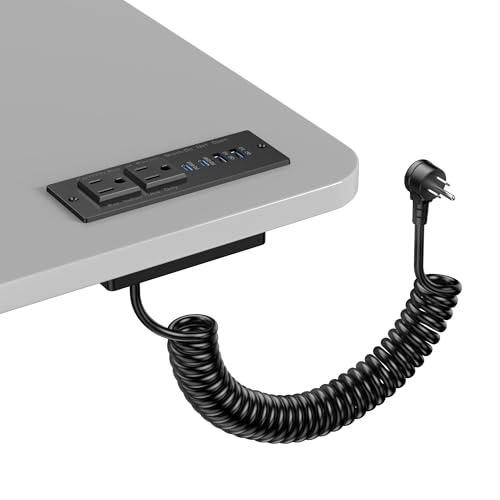 Recessed Power Strip USB C 65W Fast Charging Station,in Drawer Outlet,Furniture Flush Mount for Desktop,Workspace Essential Desk Outlet (Black, 6FT) - color: Black, size: 6FT