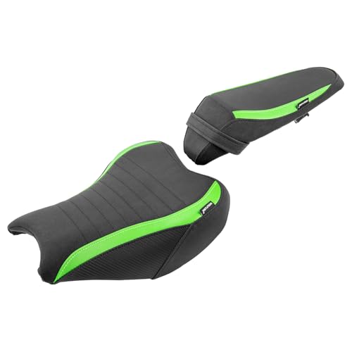 Motorcycle Driver Rider Rear Passenger Seat fit for Z900 Z 900 2017 2018 2019 2020 2021 2022 2023 2024 Pressure Relief Soft Pillion Saddle Cushion Pad, Green - color: Front & Rear - Green