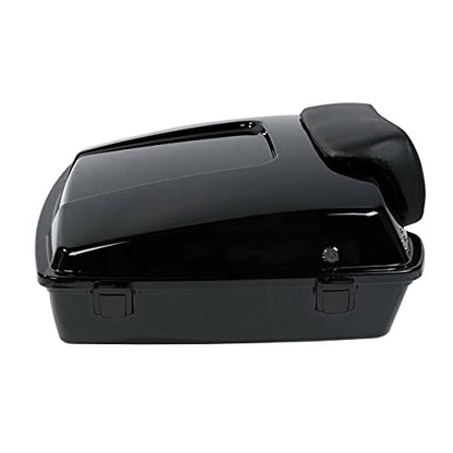 TCMT 5.5" Razor Motorcycle Trunk Box Backrest Pad Solo Mounting Rack Metal Base Plate Fit For Harley Touring 2009-2013 Road Glide Road King Street Glide Pack - color: Black Lacthes Trunk+Pad+Black Solo Rack+Plate