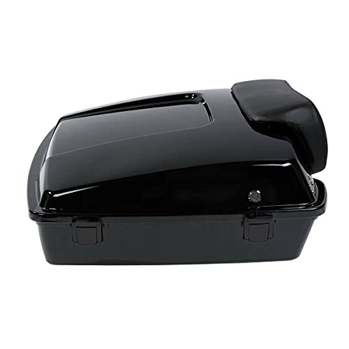 TCMT 5.5" Razor Motorcycle Trunk Box Backrest Pad Two Up Mounting Rack Metal Base Plate Fit For Harley Touring 2009-2013 Road Glide Road King Street Glide Pack - color: Black Lacthes Trunk+Pad+Chrome 2 up Rack+Plate