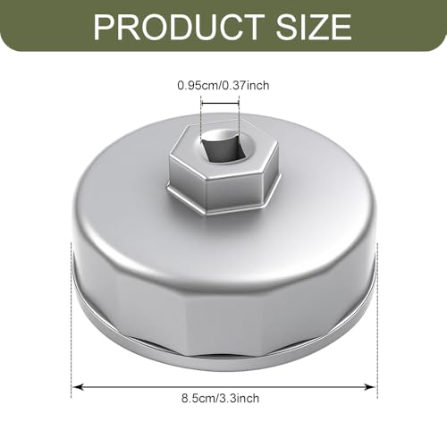Heavy Duty 74mm 14 Flutes Oil Filter Wrench, 3/8" Square Drive Oil Filter Removel Tools, Oil Housing Cap Socket Remover Compatible with Most Cars Oil Filter Tool