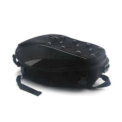 ACZ Expandable Motorcycle Tail Bag Hard Shell - Waterproof, Convertible Backpack with Reflective Safety Strips, Black