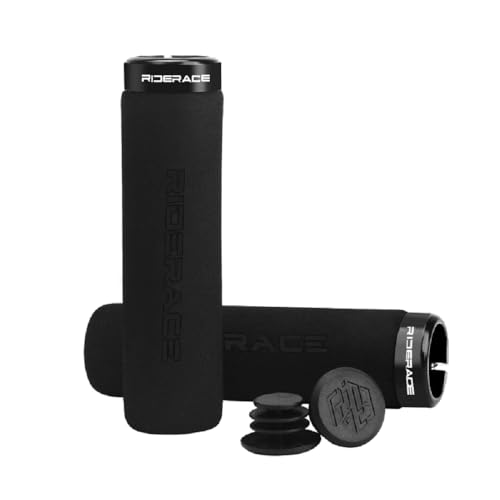 Bike Handlebar Grips,Single Lock On Anti-Slip Foam Mountain Bike Grips,Shock-Absorbing Comfortable,for MTB/BMX/Folding Bicycle - color: BLACK