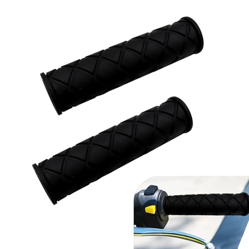2 PCS Motorcycle Hand Grips, Non Slip Rubber Motorcycle Grips 7/8" 22mm/24mm, Open End Thruster Handlebar Comfort for Motocross Scooter Dirt Bike (Black)