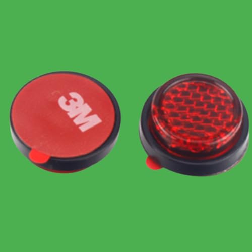 Pack of 4 Red Round Motorcycle Reflective Warning Reflector Universal Motos License Plate Safety Anticollision Kit (3m Style) - style: 3M Style