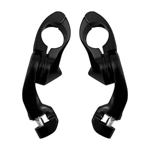 Motorcycle Adjustable Short Angled Highway Foot Pegs Mount Kit Fits For Harley Touring Road King Road Glide Electra Glide Softail Dyna Sportster For 32mm 1.25" 1-1/4" Engine Guards Black