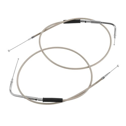 51-1/2" Throttle Idle Cable Stainless Steel Braided Throttle Cable Wire Kit Compatible with Harley Road King Dyna Softail FLH FLT 1996-2007 FXD FLST FXST 1996-2010 - size: 51-1/2"
