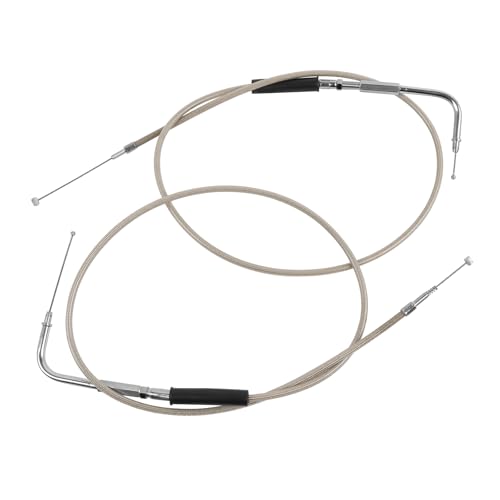 43" Throttle Idle Cable Stainless Steel Braided Throttle Cable Wire Kit Compatible with Harley Road King Dyna Softail FLH FLT 1996-2007 FXD FLST FXST 1996-2010 - size: 43"