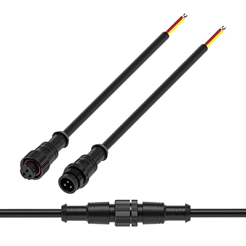 BTF-LIGHTING 3 Pin Electrical Metal nut Connector 18AWG IP67 Male Female Connector 7.87in/20cm Extension Cable for Car,Truck,Boat,Indoor/Outdoor LED Strip Lights/String 22mm Metal Nut Big Size - color: 1to1, size: 3 Pin Big Size