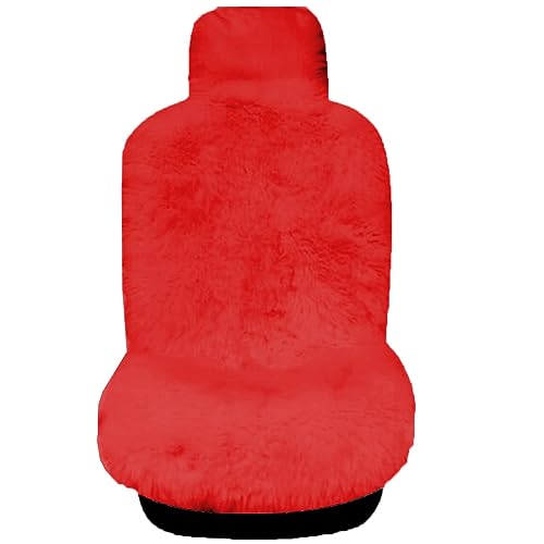 Winter Warm Authentic Australia Sheepskin Car Seat Cover Luxury Long Wool Front Seat Cover Fits Most Car, Truck, SUV, or Van (Red) - color: Red