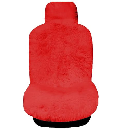 Winter Warm Authentic Australia Sheepskin Car Seat Cover Luxury Long Wool Front Seat Cover Fits Most Car, Truck, SUV, or Van (Red) - color: Red