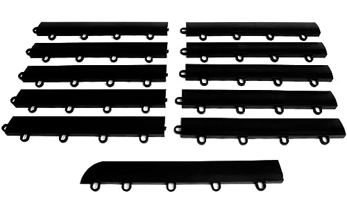 Big Floors Garage Floor Transition Edge, Interlocking Modular Garage Floor Edging Compatible with RaceDeck, GarageTrac & GarageDeck Tiles (Female, 11 Pack, Black) - color: Black, size: 11 Pack, Female