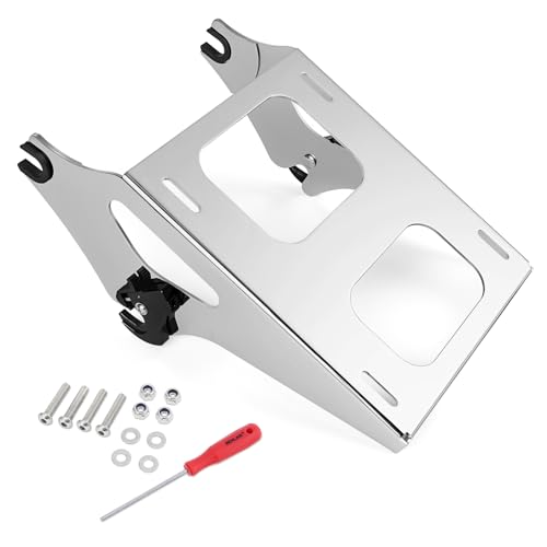 Benlari Thicker Tour Pack Mount Detachable 2-Up Trunk Tour Pack Mounting Rack Fit for Harley Davidson Touring Street Glide Road King Road Glide Electra Glide 2014-2024 (Chrome) - color: Chrome