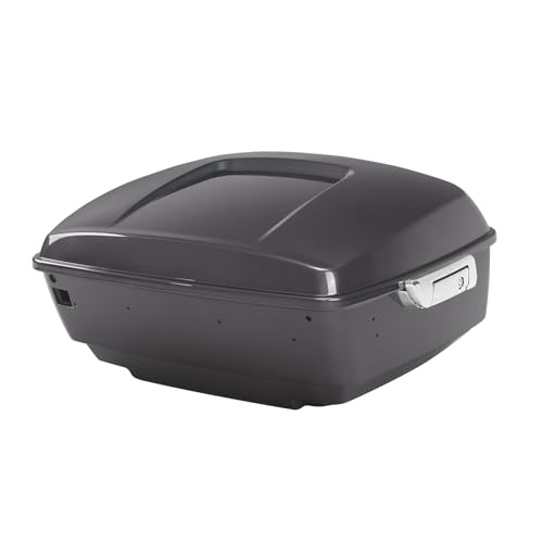 TCMT 13.7" King Motorcycle Trunk Box W/Latch Key Fit For Harley 2014-2025 Touring CVO Road King Road Glide Street Glide Electra Glide Ultra Limited Gauntlet Gray Metallic - color: Gauntlet Gray Metallic(W Speaker Holes)
