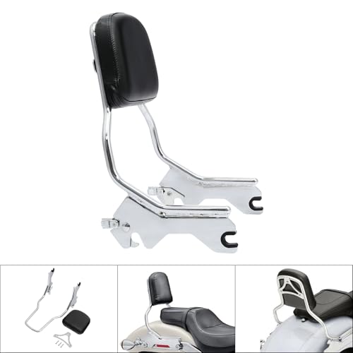XFMT Motorcycle Detachable Standard Height Sissy Bar Upright Passenger Backrest Pad For Harley Softail Low Rider Sport Glide FXLR FXLRS and FLSB '18-Later, Chrome - color: Chrome