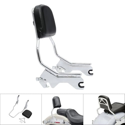XFMT Motorcycle Detachable Standard Height Sissy Bar Upright Passenger Backrest Pad For Harley Softail Low Rider Sport Glide FXLR FXLRS and FLSB '18-Later, Chrome - color: Chrome