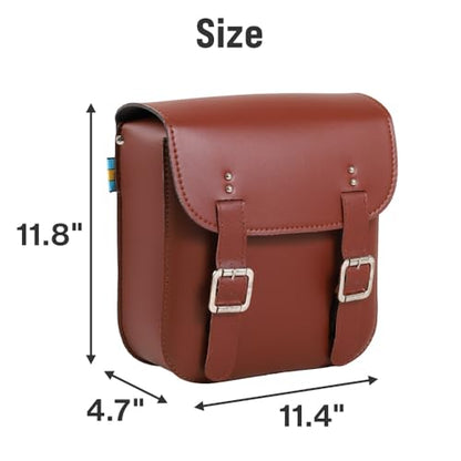 Japard Leather Motorcycle Saddlebags, Retro Bicycle Rack Bag, 2 Pcs Pannier Rear Rack Bike Bags, Biker Side Bags, Brown