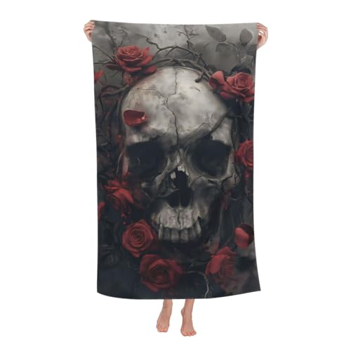 Skull Rose Beach Towel Gothic Sand-Free Microfiber Bath Towel Ultra Soft Quick Dry Pool Towel Absorbent Towel Lightweight Towel Gifts for Outdoor Bathroom Swimming Decor 31inx51in - color: Color 61