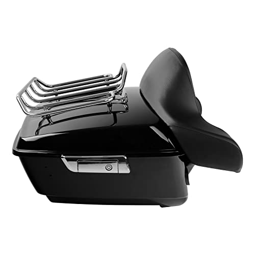XFMT Motorcycle 13.1" King Trunk w/Top Luggage Rack Passenger Backrest Pad for 1994-2025 Harley Touring Pack Road King Street Glide Road Glide Electra Glide - color: King Tour-Pack&Around Pad&Top Rack